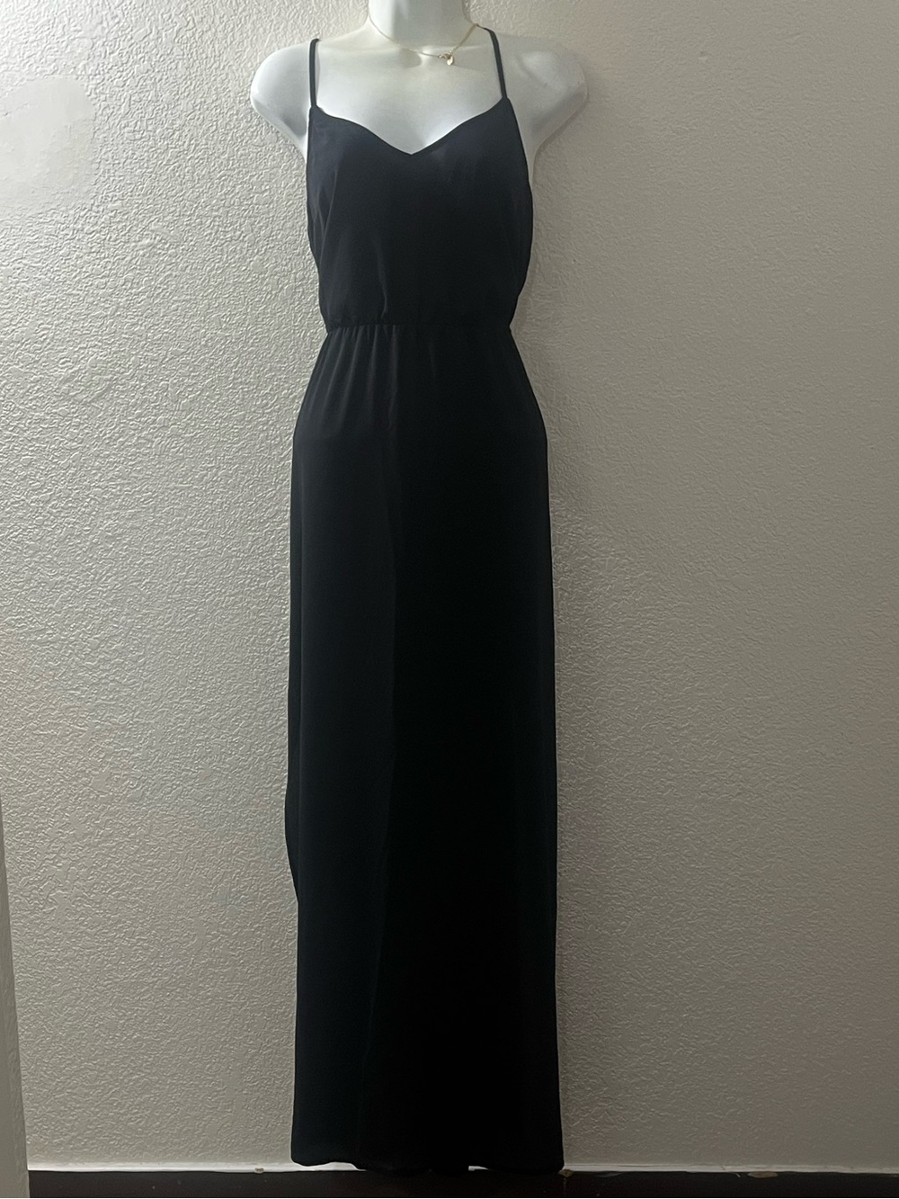 H&M Black V-Neck Sleeveless Maxi Dress with Side Slit